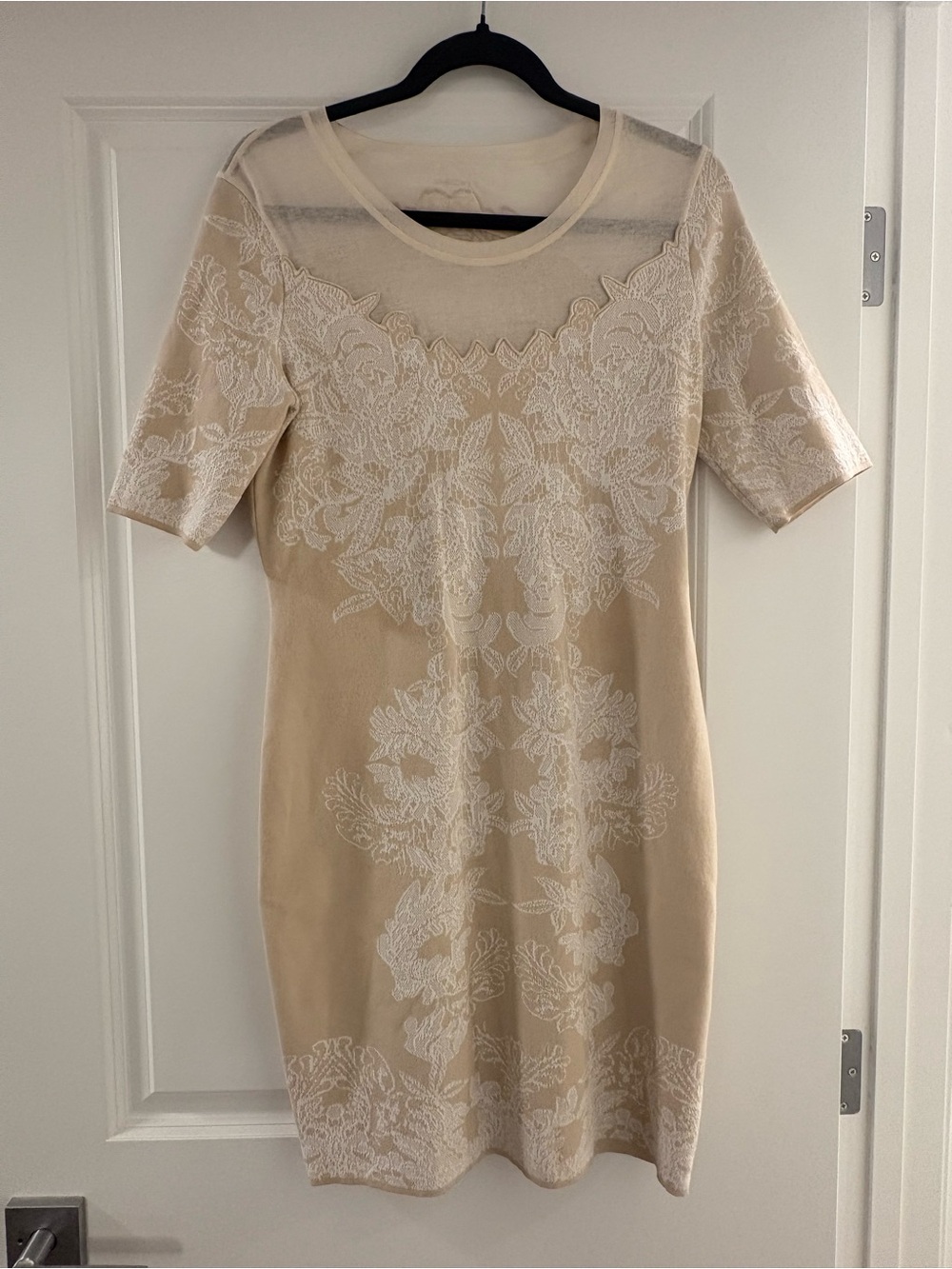 Marc Cain Cream Midi Dress with White Embroidery